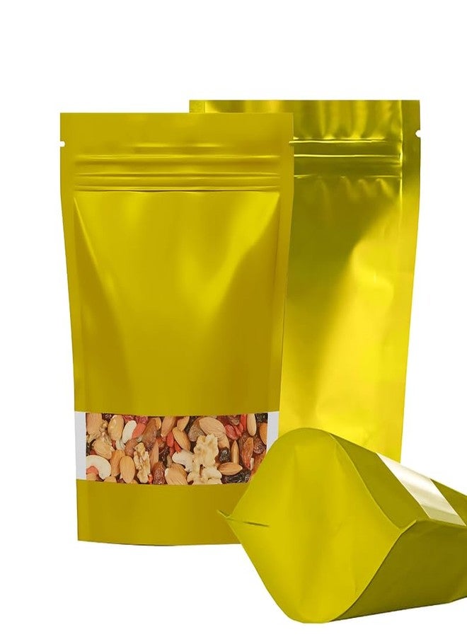 VELEXE Gold Matte Zip Lock Stand Up Pouches | 140mm*200mm | 250 Grams | Pack of 25 | Reusable, Leakproof & Airtight Multi-Purpose Pouches with Self-Sealing Technology - Image 1